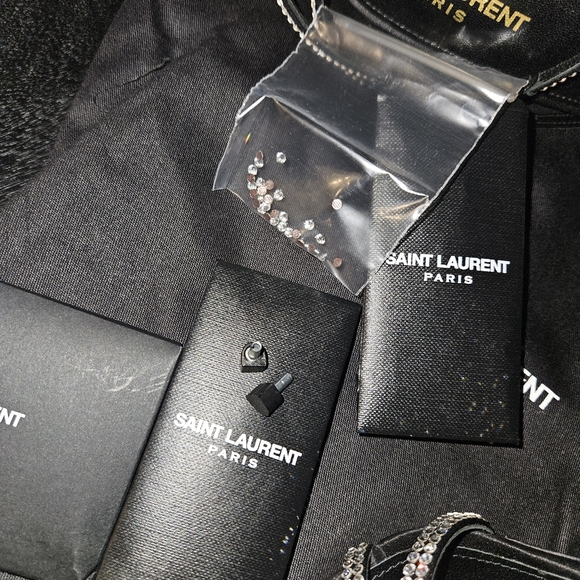 Saint Laurent Ava Strappy Sandals in Crepe Satin w/Rhinestones - NWT, size 39 - Picture 12 of 14